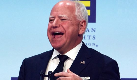 Democratic vice presidential candidate Tim Walz delivers the keynote address at the 2024 Human Rights Campaign's National Dinner in Washington D.C., on Sept. 7.