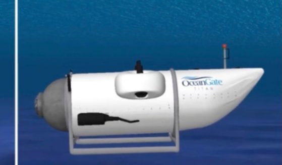 In a still from a video animation provided by the United States Coast Guard, an illustration of the Titan submersible is shown near the ocean floor of the Atlantic Ocean on June 18, 2023.