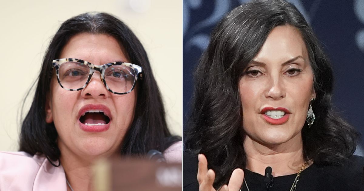 Michigan Gov. Gretchen Whitmer, right, initially told CNN's Jake Tapper she's "not going to get in the middle" of a dispute between Michigan Democratic Rep. Rashida Tlaib, left, and the state's Attorney General Dana Nessel over prosecution of pro-Palestinian protesters. Later, however, she released a more forceful statement condemning the attacks on Nessel.