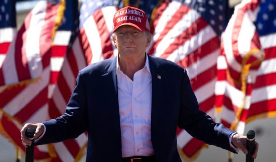 Former President Donald Trump arrives for a campaign event at the Central Wisconsin Airport in Mosinee, Wisconsin, on Saturday.