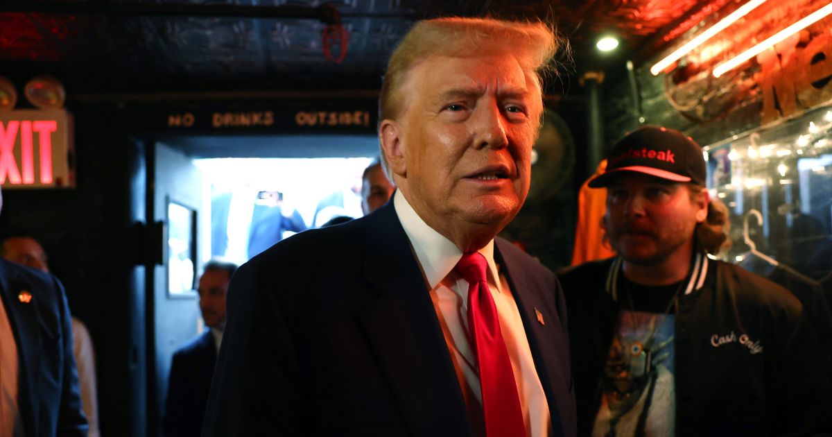 Former President Donald Trump visits a cryptocurrency-themed bar called Pubkey in the West Village on Wednesday in New York City.