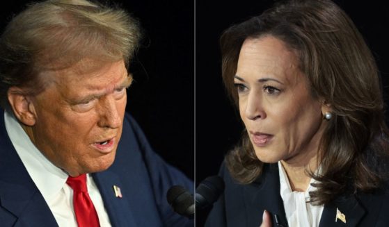 Former President Donald Trump, left, speaks while Vice President Kamala Harris, right, reacts during the presidential debate in Philadelphia, Pennsylvania, on Tuesday.