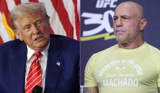 During a Tuesday podcast, former President Donald Trump, left, said their was no tension between him and Joe Rogan, right. But the chances of Trump appearing as a guest on "The Joe Rogan Experience" are probably very slim.