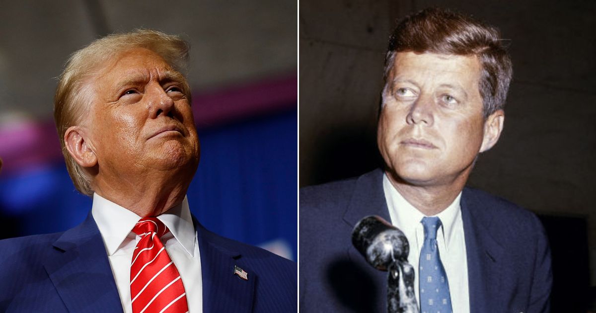 Former President Donald Trump, left, is set to address the same group JFK spoke to in 1962, and the two messages are remarkably similar.