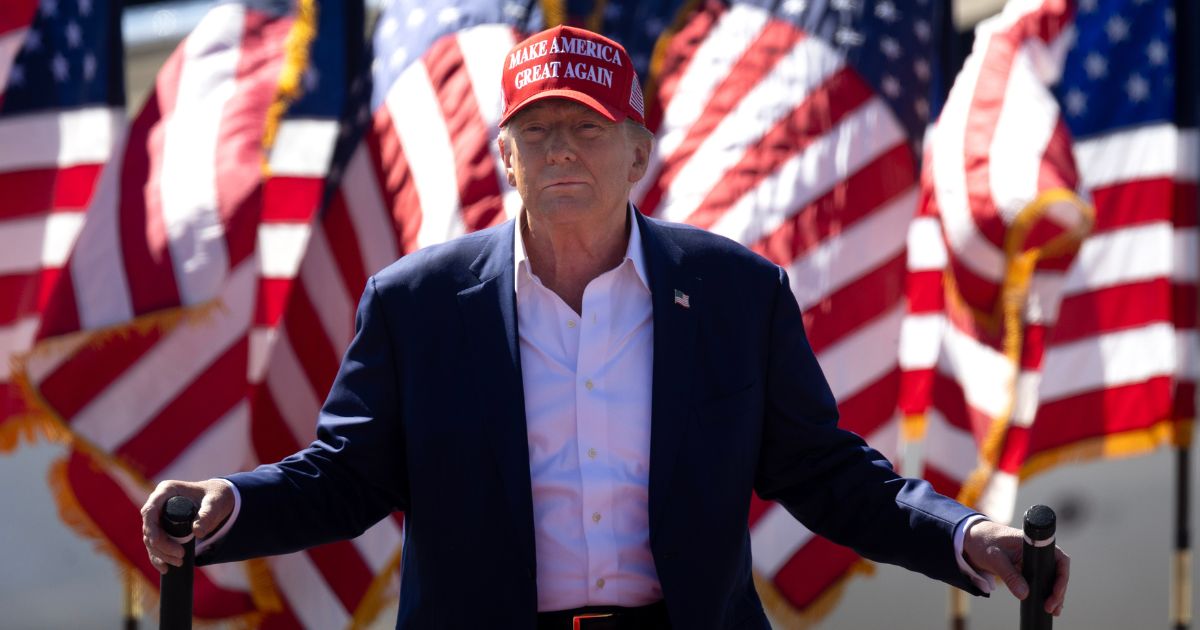 Former President Donald Trump arrives for a campaign event at the Central Wisconsin Airport in Mosinee, Wisconsin, on Saturday.