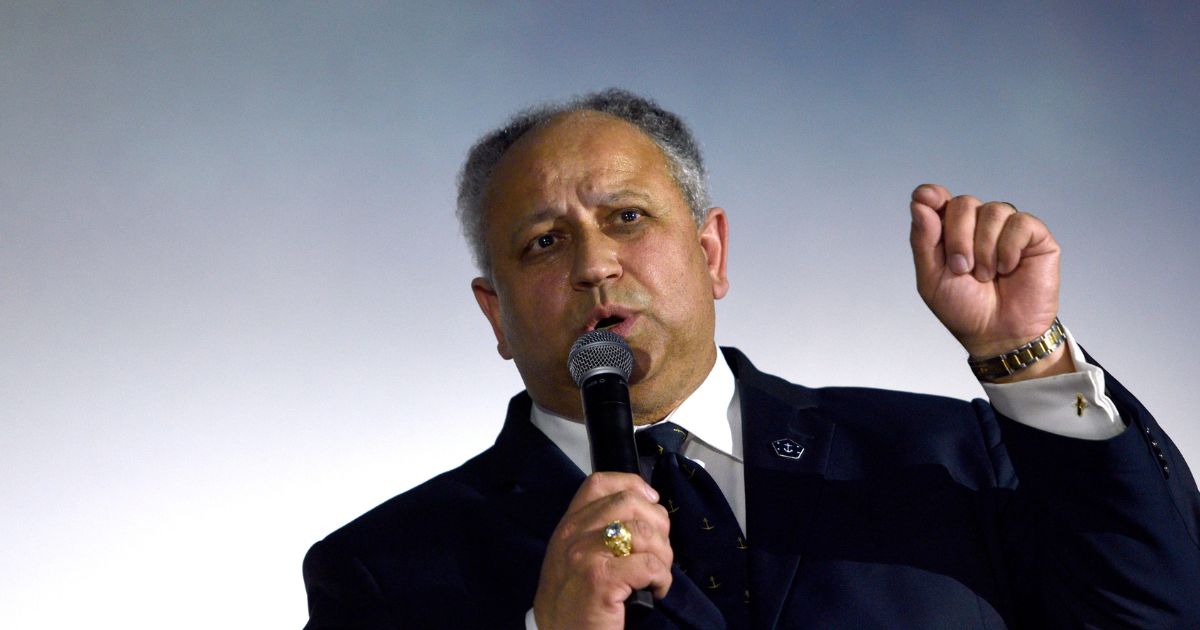 Secretary of the Navy, the Honorable Carlos Del Toro speaks onstage during the Global Premiere of "Top Gun: Maverick" on May 04, 2022 in San Diego, California.