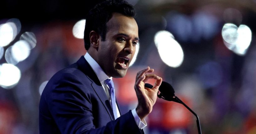 Vivek Ramaswamy speaks during the second day of the 2024 Republican National Convention in Milwaukee, Wisconsin, on July 16.