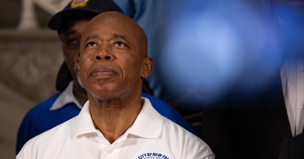 New York City Mayor Eric Adams speaks during a press conference after he was subpoenaed by the federal grand jury at New York City Hall on August 16, 2024 in New York.