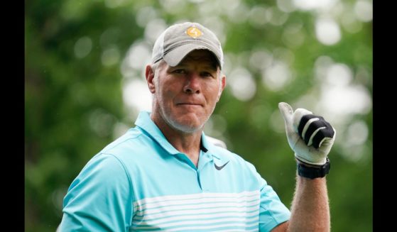 Former NFL player Brett Favre walks off the 10th tee box during the Celebrity Foursome at the second round of the American Family Insurance Championship at University Ridge Golf Club on June 11, 2022 in Madison, Wisconsin.