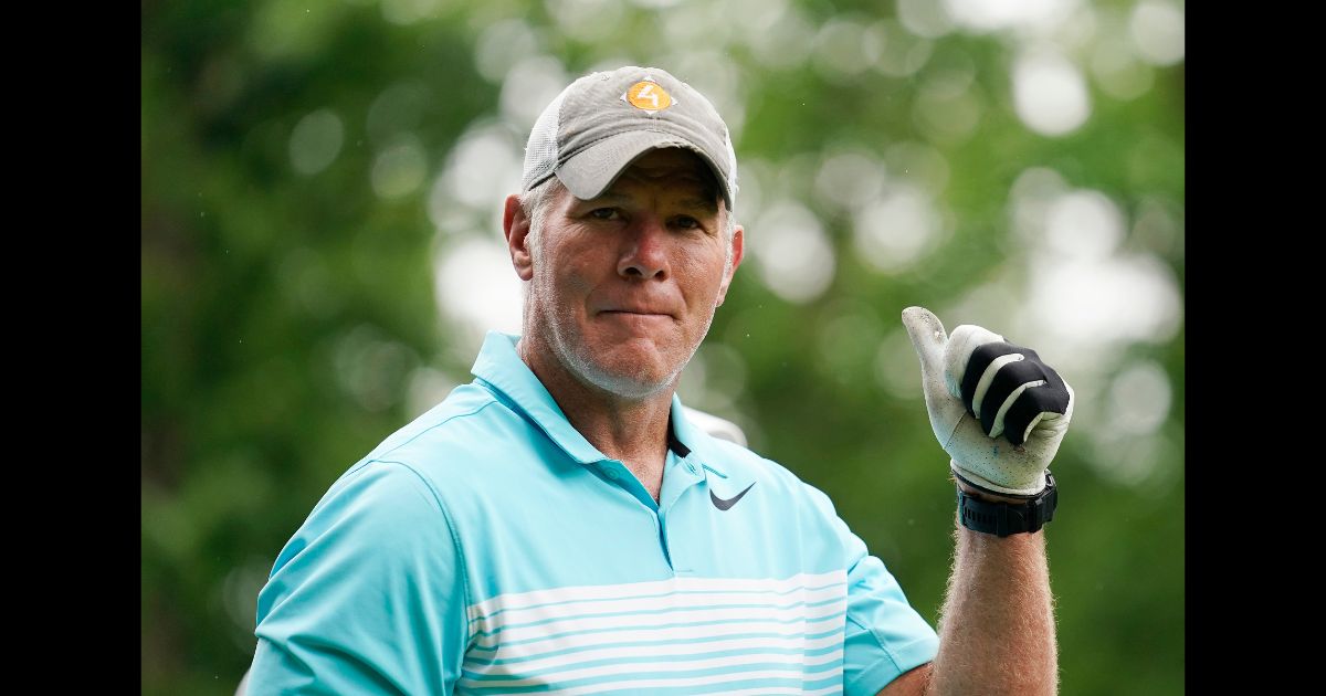 Former NFL player Brett Favre walks off the 10th tee box during the Celebrity Foursome at the second round of the American Family Insurance Championship at University Ridge Golf Club on June 11, 2022 in Madison, Wisconsin.