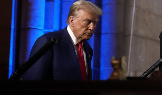 Republican presidential nominee former President Donald Trump arrives to speak at a campaign event at the Economic Club of New York on Thursday in New York.