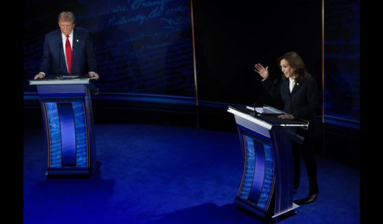 Republican presidential nominee, former U.S. President Donald Trump and Democratic presidential nominee, U.S. Vice President Kamala Harris debate for the first time during the presidential election campaign at The National Constitution Center on September 10, 2024 in Philadelphia, Pennsylvania.