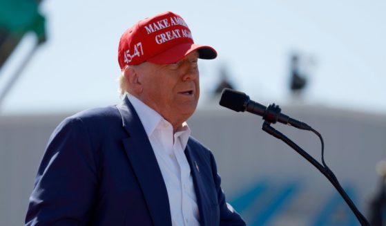 Republican presidential candidate former U.S. President Donald Trump speaks at a rally at the Aero Center Wilmington on September 21, 2024 in Wilmington, North Carolina.