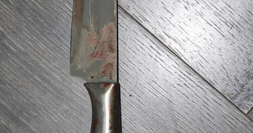 This undated photo provided by the Polk Sheriff's Office shows the knife that was used where sheriff’s officials say a teenager fatally stabbed his mother in the neck, Sunday in Auburndale, Florida.