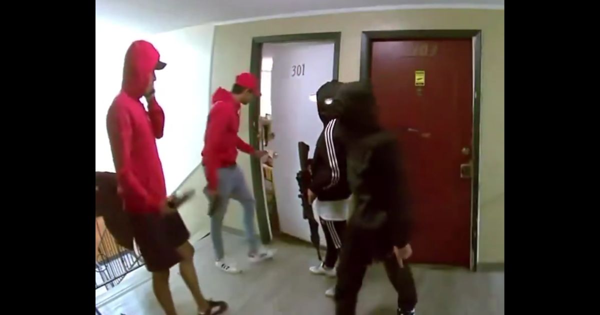 This X screen shot, captured from a video posted on Aug. 28, allegedly shows various armed gang members taking over an apartment complex in Aurora, Colorado.