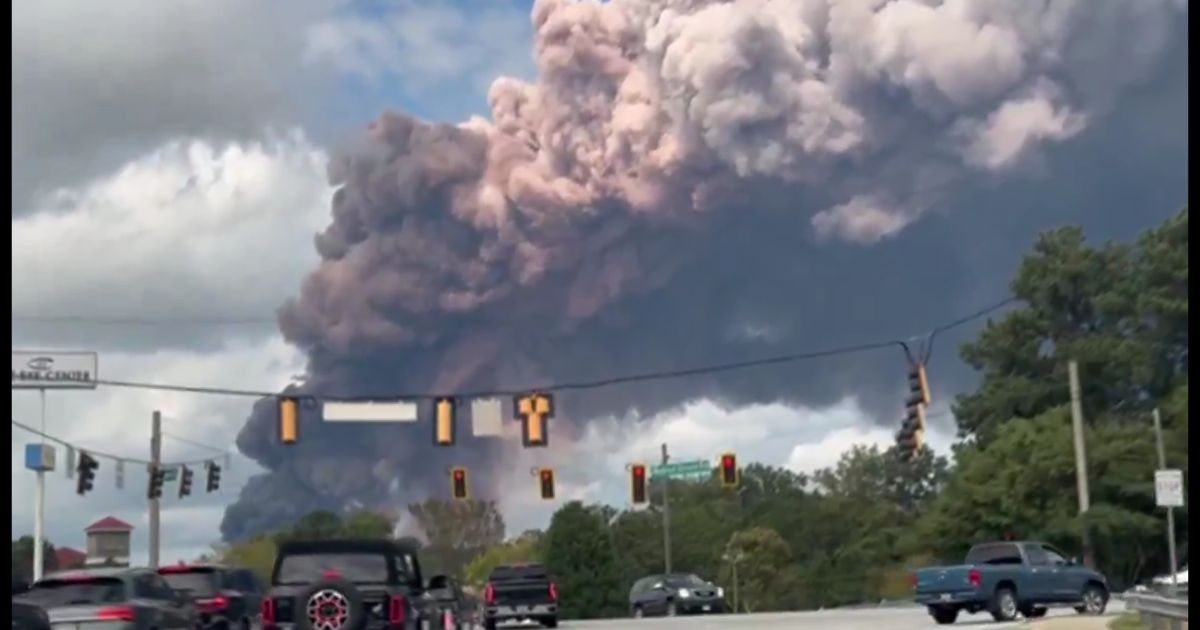 This X screen shot shows some of the aftermath after a BioLab facility caught fire in Conyers, Georgia.