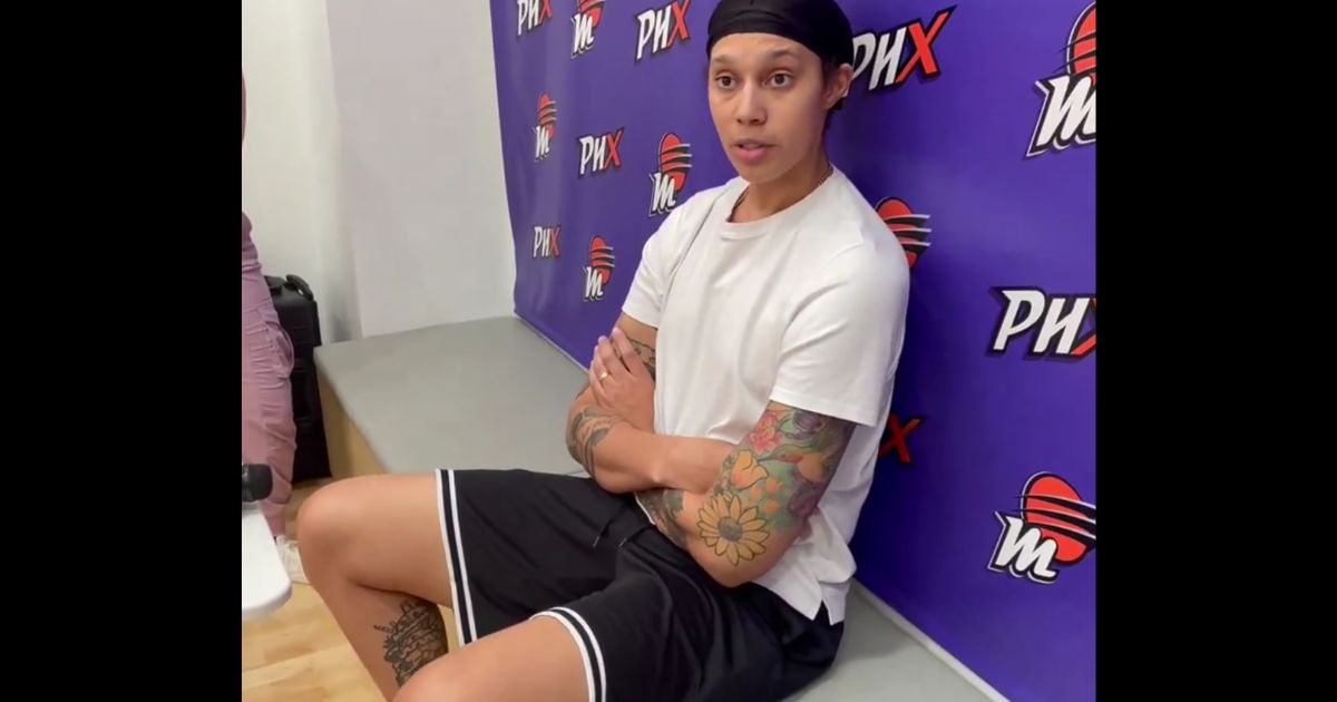 This X screen shot shows Phoenix Mercury center Brittany Griner speaking to reporters after her 2024 season had ended.