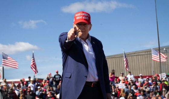 Republican presidential nominee former President Donald Trump departs a campaign event at the Central Wisconsin Airport on September 7, 2024 in Mosinee, Wisconsin.