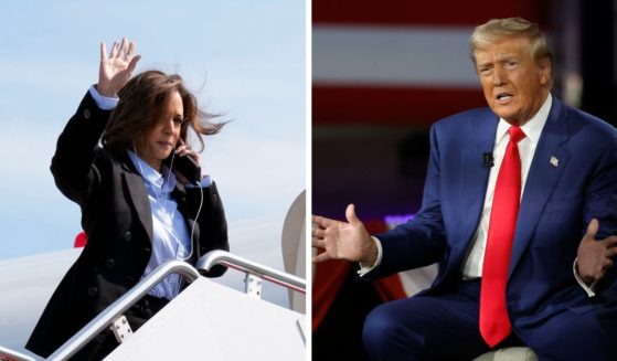 (L) Democratic presidential nominee Vice President Kamala Harris arrives to board Air Force Two to travel to Detroit and Pittsburgh for campaign events, at Joint Base Andrews, Maryland, on September 2, 2024. (R) Republican presidential nominee, former U.S. President Donald Trump participates in a Fox News Town Hall with Sean Hannity at the New Holland Arena on September 4, 2024 in Harrisburg, Pennsylvania.