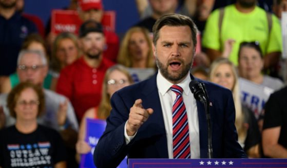 Republican vice presidential nominee, U.S. Sen. J.D. Vance (R-OH) speaks at a rally at trucking company, Team Hardinger on August 28, 2024 in Erie, Pennsylvania.