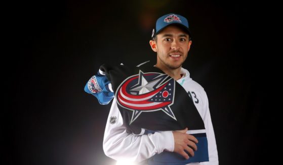 Johnny Gaudreau #13 of the Columbus Blue Jackets poses for a portrait prior to the 2023 NHL All-Star Game at FLA Live Arena on February 4, 2023 in Sunrise, Florida.