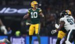 Green Bay Packers quarterback Jordan Love, pictured during a play Friday night in Sao Paulo, Brazil, was badly injured in the game's final seconds.