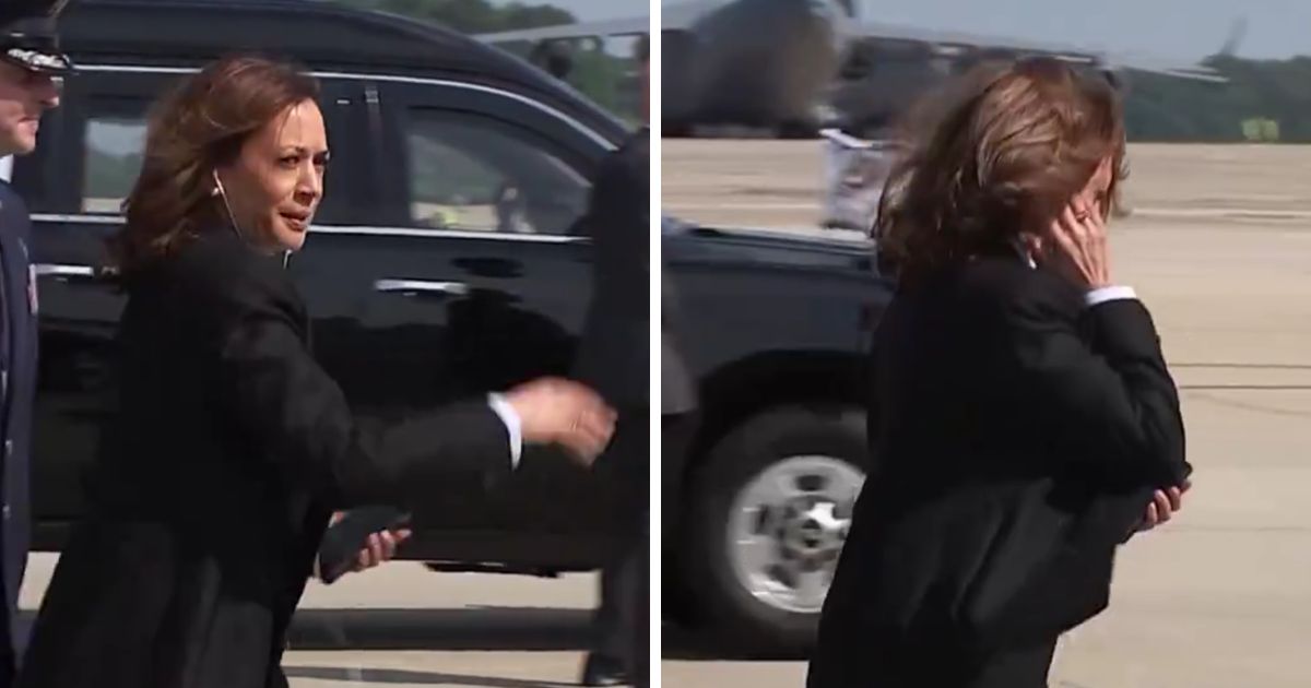 These X screen shots show Vice President Kamala Harris as she prepares to depart Joint Base Andrews.