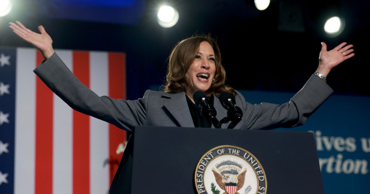 Democratic presidential nominee, U.S. Vice President Kamala Harris, speaks during an event at the Cobb Energy Performing Arts Centre on September 20, 2024, in Atlanta, Georgia.