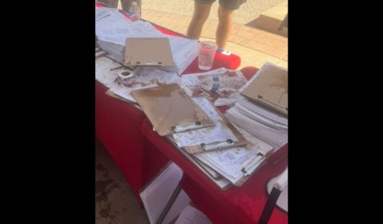 This X screen shot shows the aftermath after students allegedly attacked a table trying to register Republican voters at Arizona State University.