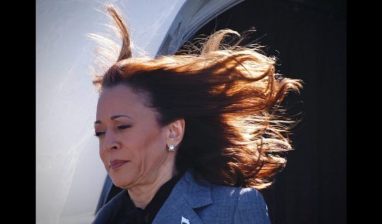 US Vice President and Democratic presidential candidate Kamala Harris steps off Air Force Two as she arrives at LaGuardia Airport in Queens, New York, September 22, 2024.