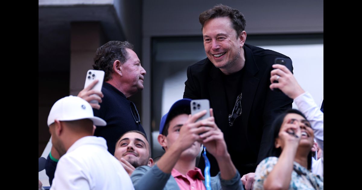 Elon Musk attends the Men's Singles Final match between Taylor Fritz of the United States and Jannik Sinner of Italy on Day Fourteen of the 2024 US Open at USTA Billie Jean King National Tennis Center on September 08, 2024 in the Flushing neighborhood of the Queens borough of New York City.