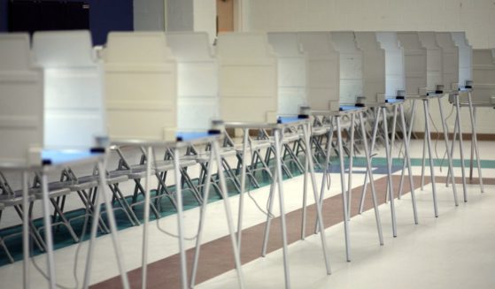 Voting booths await use at the Codington Elementary School polling station on May 6, 2008 in Wilmington, North Carolina.