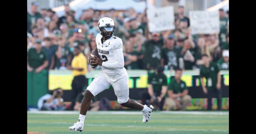 Shedeur Sanders #2 of the Colorado Buffaloes runs with the ball during the second quarter against the Colorado State Rams at Canvas Stadium on September 14, 2024 in Fort Collins, Colorado.