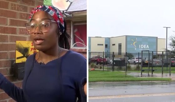 These YouTube screen shots show a student (L) and the school (R) in Baton Rouge, Louisiana, where the mother of a parent allegedly sneaked onto property to participate in a fight.