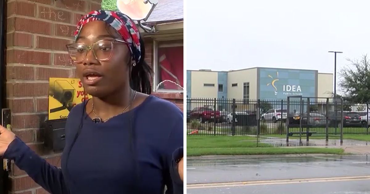 These YouTube screen shots show a student (L) and the school (R) in Baton Rouge, Louisiana, where the mother of a parent allegedly sneaked onto property to participate in a fight.