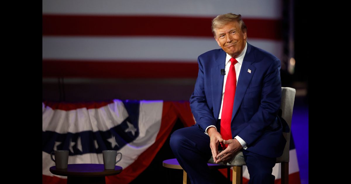 Republican presidential nominee, former U.S. President Donald Trump participates in a Fox News Town Hall with Sean Hannity at the New Holland Arena on September 4, 2024 in Harrisburg, Pennsylvania.