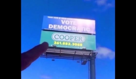 This X screen shot shows a sign that was spotted by CGC Cerakote in Texas. The gun coating company eventually bought the lower half to counter the pro-Democrat message.