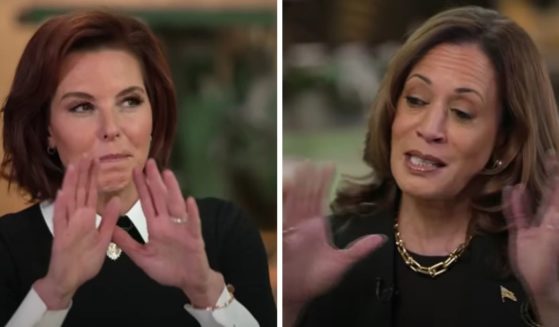 These YouTube screen shots show Vice President Kamala Harris (L) and MSNBC anchor Stephanie Ruhle (R) from an interview published Sept. 25.