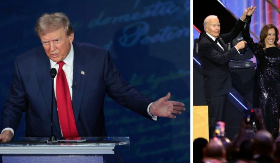 (L) Republican presidential nominee, former U.S. President Donald Trump, debates Democratic presidential nominee, U.S. Vice President Kamala Harris, for the first time during the presidential election campaign at The National Constitution Center on September 10, 2024 in Philadelphia, Pennsylvania. (R) U.S. President Joe Biden introduces Democratic presidential nominee, U.S. Vice President Kamala Harris at the Congressional Black Caucus Foundation 2024 Phoenix Awards at the Walter E. Washington Convention Center on September 14, 2024 in Washington, DC.