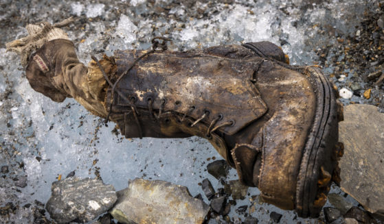 Remains of a booted foot found on Mt. Everest.