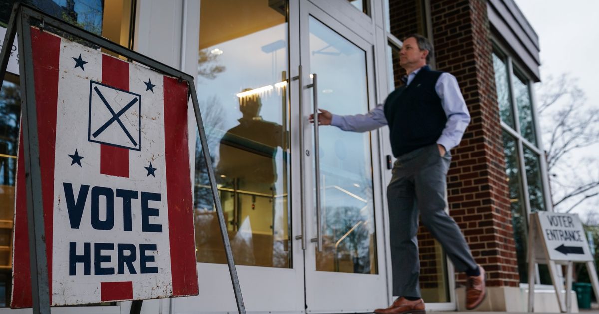 A voter enters a polling place to cast their ballots in the state's primary in Mountain Brook, Alabama, on March 5.