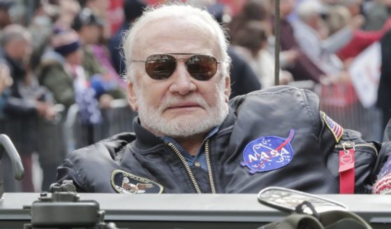 Buzz Aldrin, Apollo 11 astronaut, participates in a parade on Veterans' Day in New York City on Nov. 11, 2019.