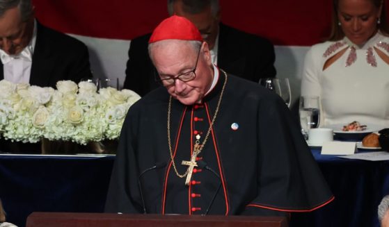 Cardinal Timothy Dolan speaks during the annual Alfred E. Smith Foundation Dinner in New York City on Thursday.