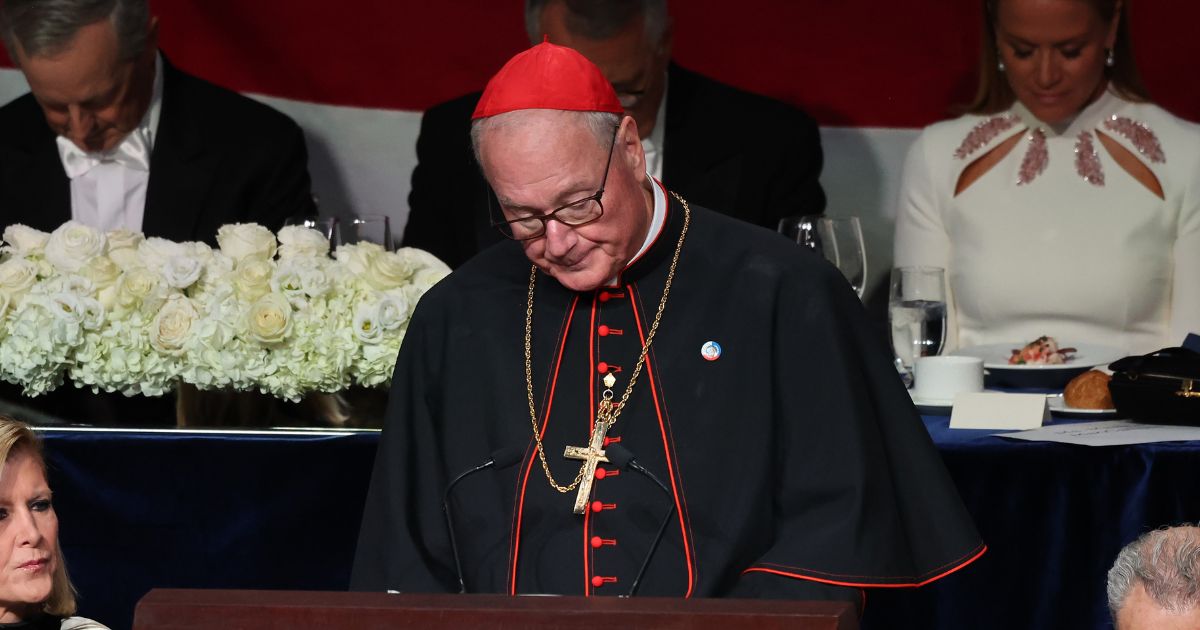 Cardinal Timothy Dolan speaks during the annual Alfred E. Smith Foundation Dinner in New York City on Thursday.