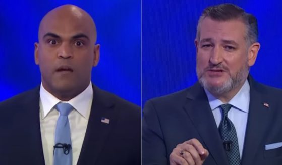 Sen. Ted Cruz, right, went against Rep. Colin Allred, left, in a Texas Senate debate on Tuesday, and he had responded perfectly when Allred called him a "threat to democracy."