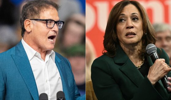 At a town hall for Vice President Kamala Harris, right, in Phoenix, Arizona, Mark Cuban, left, spoke out against one of Harris' policies.