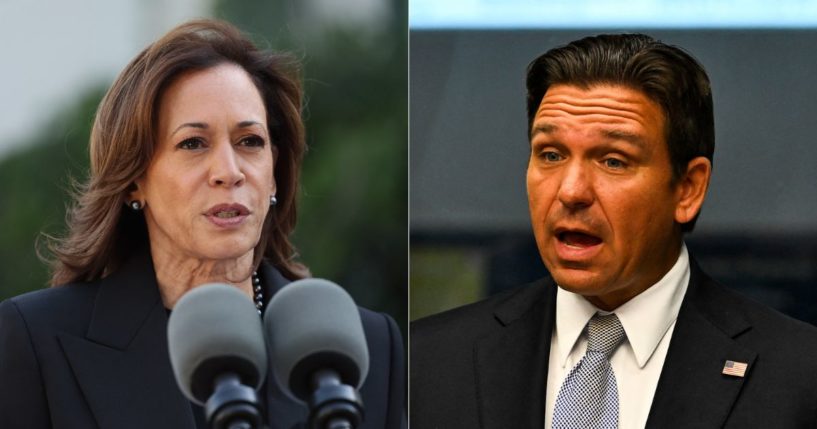 On Monday, Republican Gov. Ron DeSantis of Florida, right, called Vice President Kamala Harris, left, 