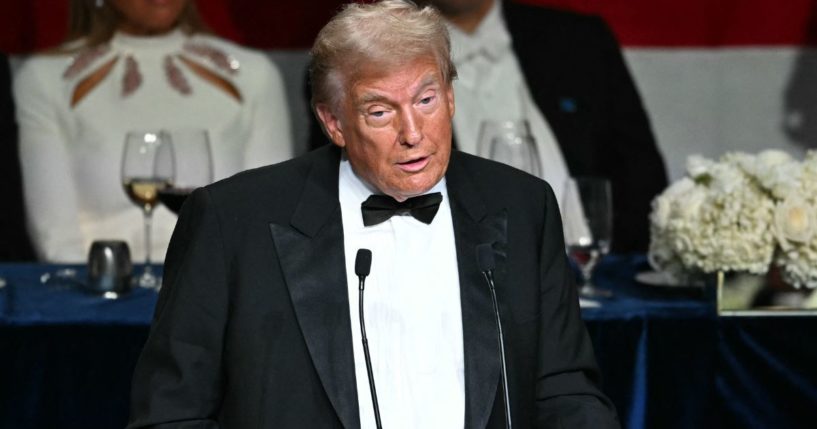 Former President Donald Trump speaks during the 79th Annual Alfred E. Smith Memorial Foundation Dinner in New York City on Thursday.