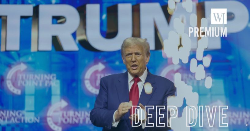 Former President Donald Trump arrives on stage for a Turning Point PAC campaign rally in Duluth, Georgia, on Wednesday.