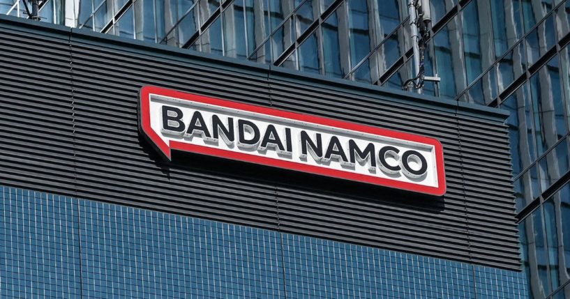 Signage for the offices of Japanese game giant Bandai Namco is pictured in Tokyo on Aug. 23.